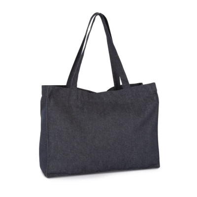Recycled cotton denim look large shopper